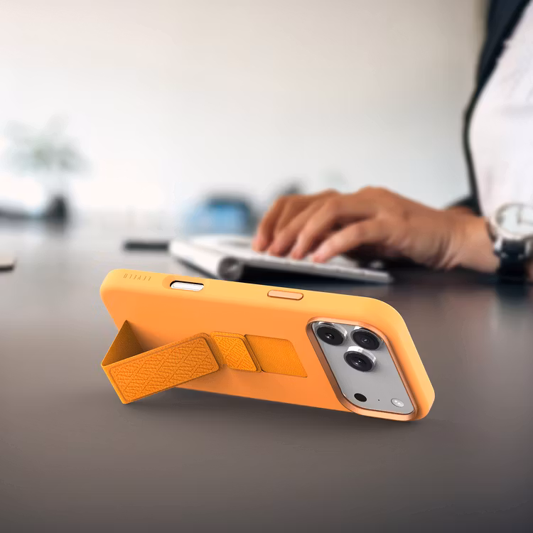 LEVELO IPHONE 17 PRO MORPHIX SILICONE CASE WOTH LEATHER GRIP ORANGE LVLMRPS17PORG - Image 7