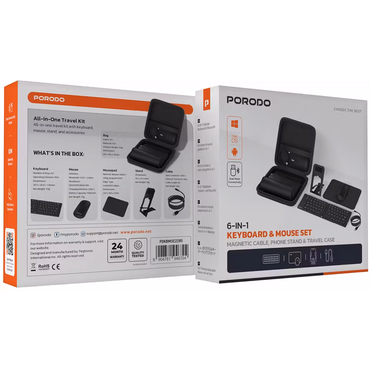 PORODO 6 IN 1 KEYBOARD & MOUSE SET BLACK PDKBMSC2285 - Image 9