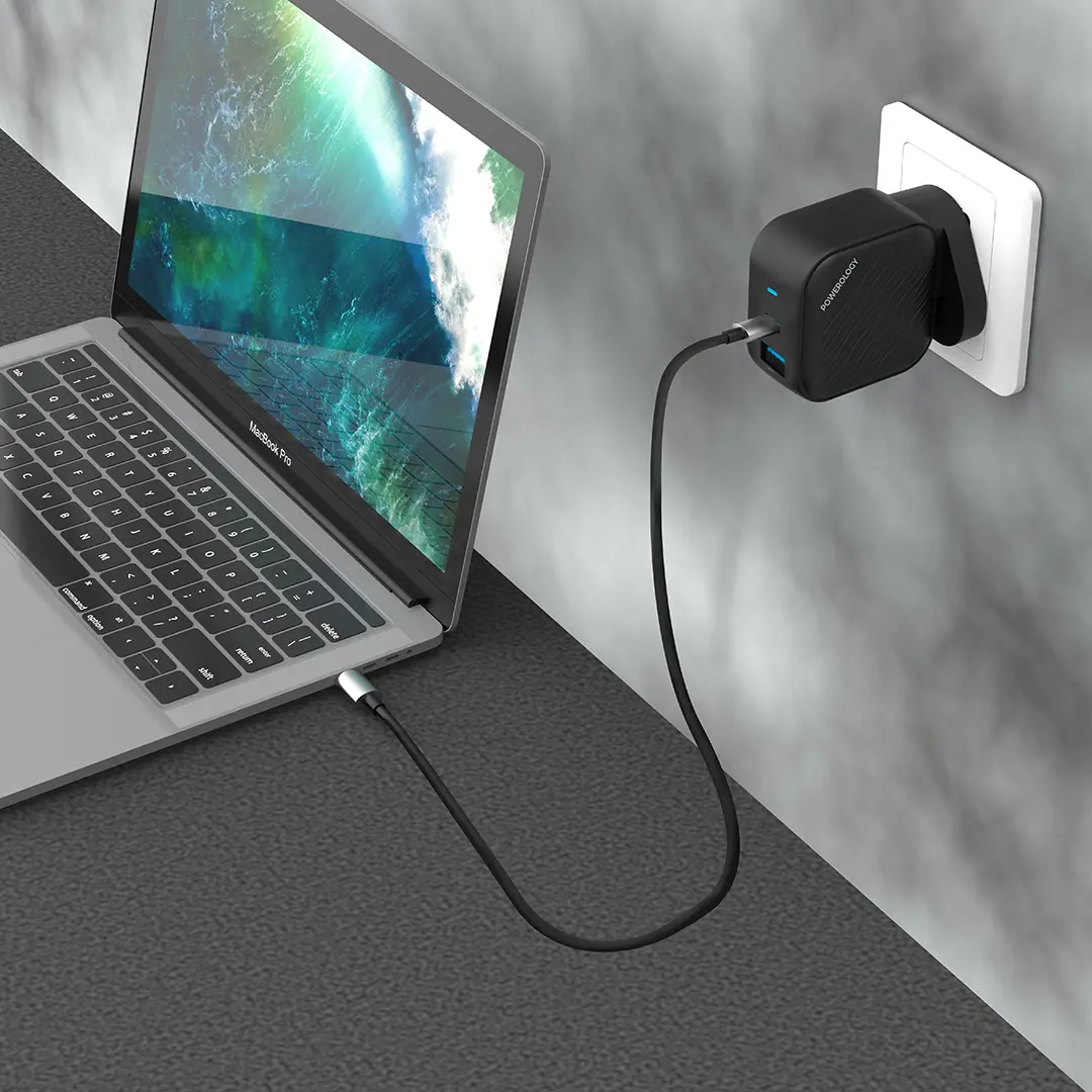 POWEROLOGY GAN DUAL PORT WALL CHARGER BLACK PWCUQC036 - Image 9