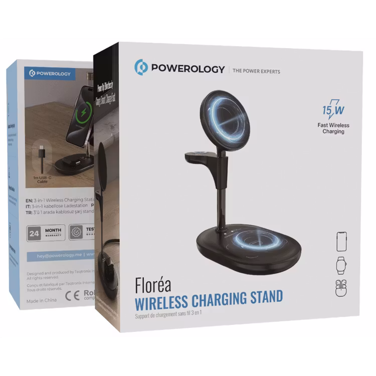 POWEROLOGY FLOREA WIRELESS CHARGING STAND BLACK PWK3000BK - Image 4