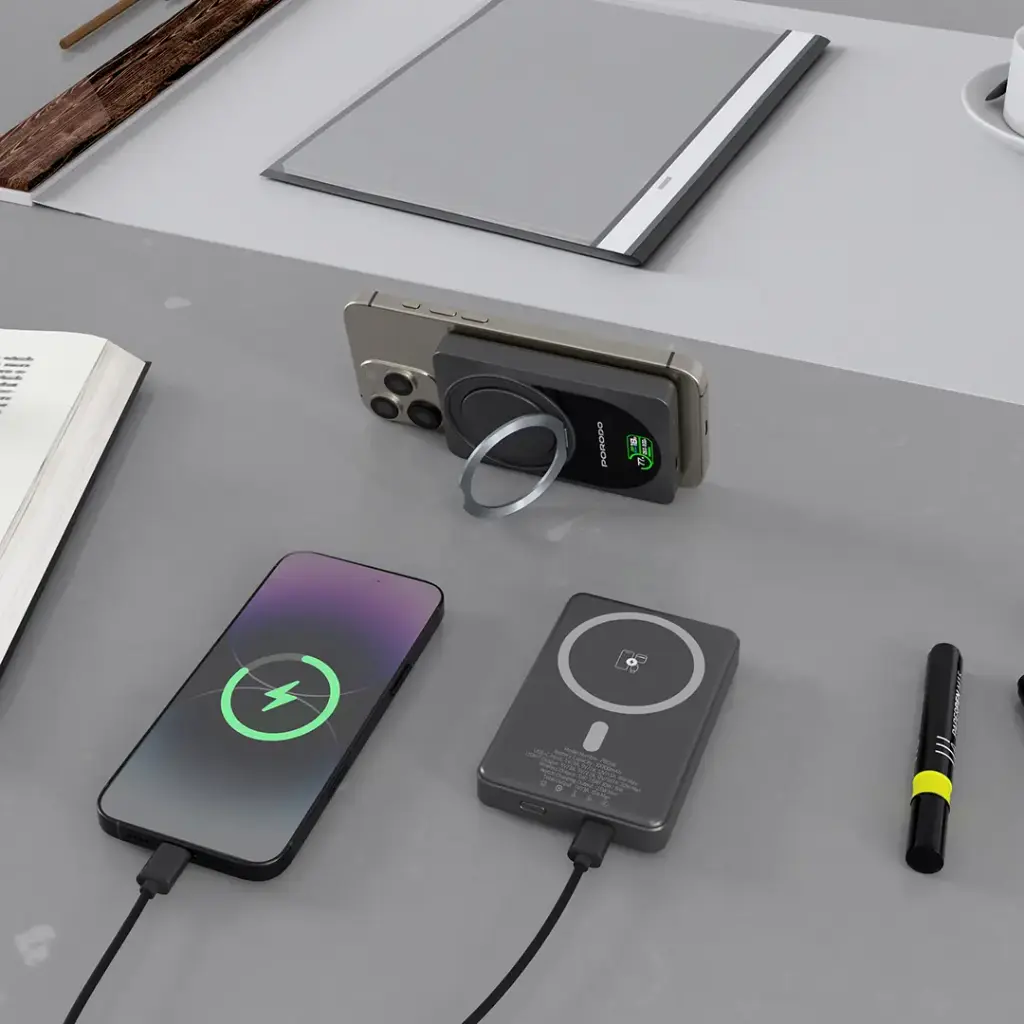 PORODO 10000MAH QI2 WIRELESS POWERBANK DARK GREY PDPBFCH086DG - Image 3