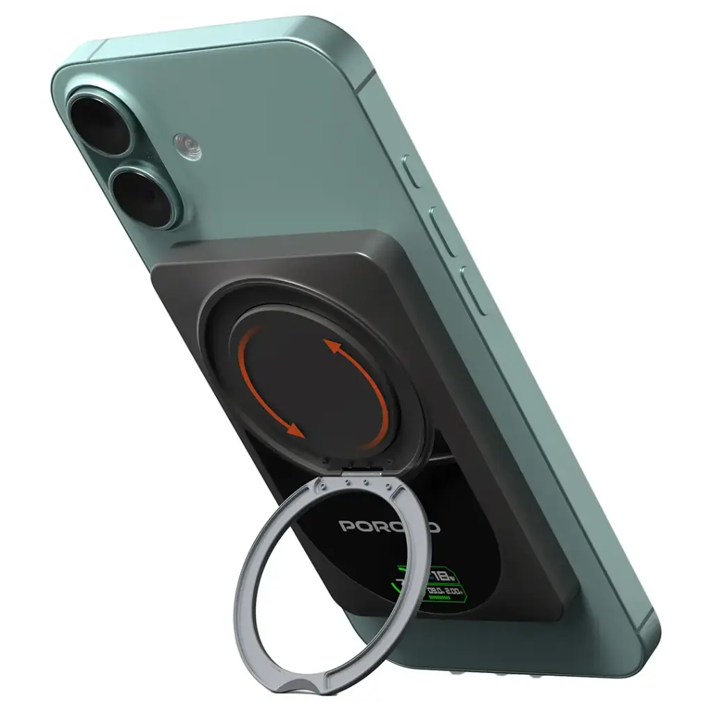 PORODO 10000MAH QI2 WIRELESS POWERBANK DARK GREY PDPBFCH086DG - Image 2