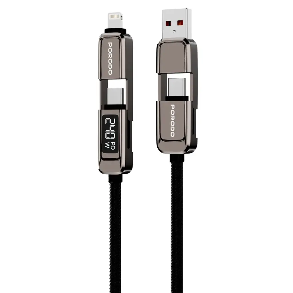 PORODO 4 IN 1 HIGH SPEED CHARGING 1.2M CABLE GRAY PD240WDDGY - Image 3