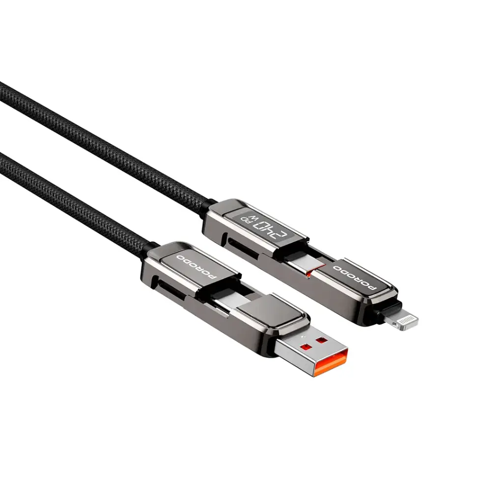 PORODO 4 IN 1 HIGH SPEED CHARGING 1.2M CABLE GRAY PD240WDDGY - Image 2