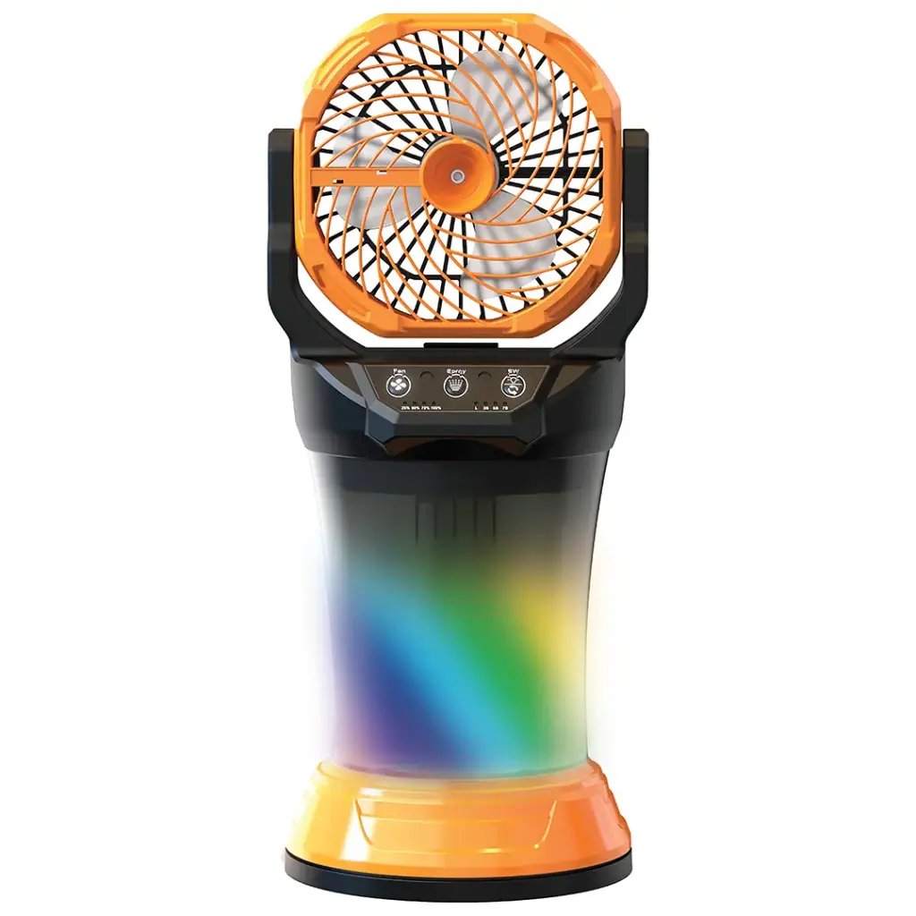 PORODO FRESH PULSE PORTABLE 15000 MAH MISTING FAN WITH RGB LIGHT ORANGE & BLACK PDMDX65OGBK - Image 2