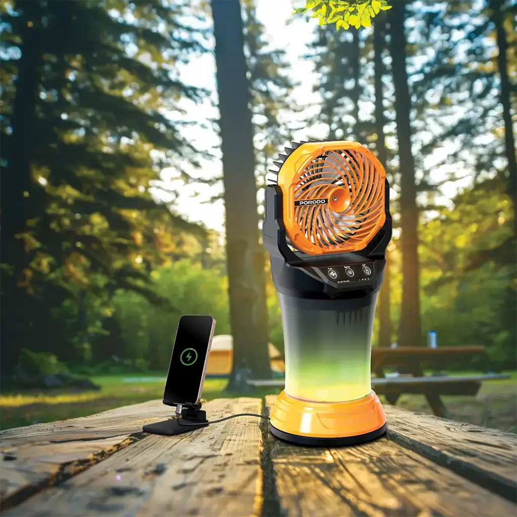 PORODO FRESH PULSE PORTABLE 15000 MAH MISTING FAN WITH RGB LIGHT ORANGE & BLACK PDMDX65OGBK - Image 3