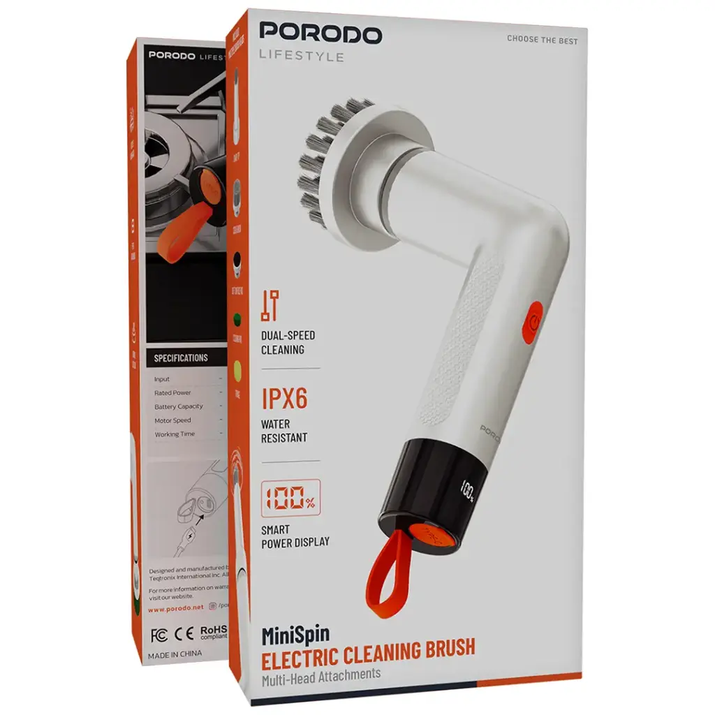 PORODO LIFESTYLE MINISPIN ELECTRIC CLEANING BRUSH WHITE PDS3CBWH - Image 3
