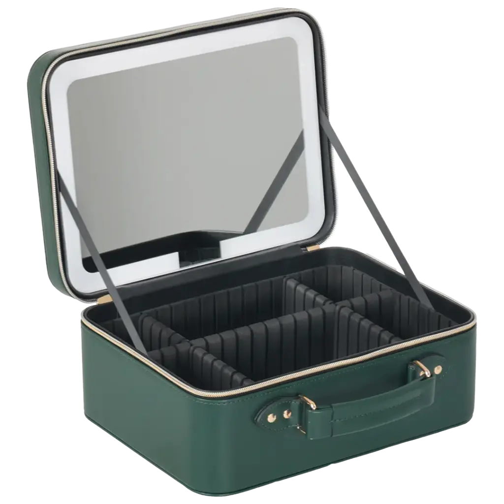 PORODO LIFESTYLE TRAVEL MAKEUP BAG WITH DETACHABLE LED MIRROR GREEN PDLFSTMB12GN - Image 3