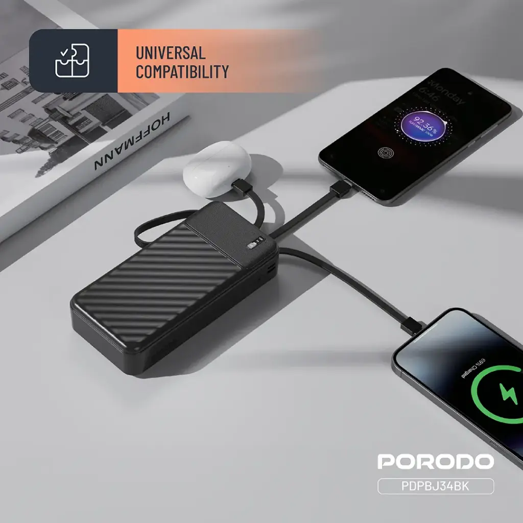 PORODO PIANO 20000MAH POWER BANK BLACK PDPBJ34BK - Image 9