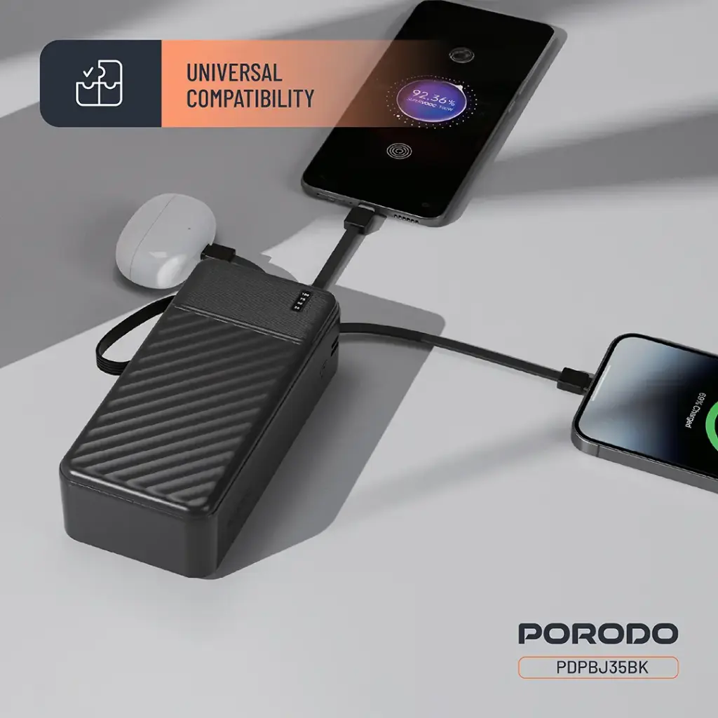 PORODO PIANO 30000MAH POWER BANK BLACK PDPBJ35BK - Image 8