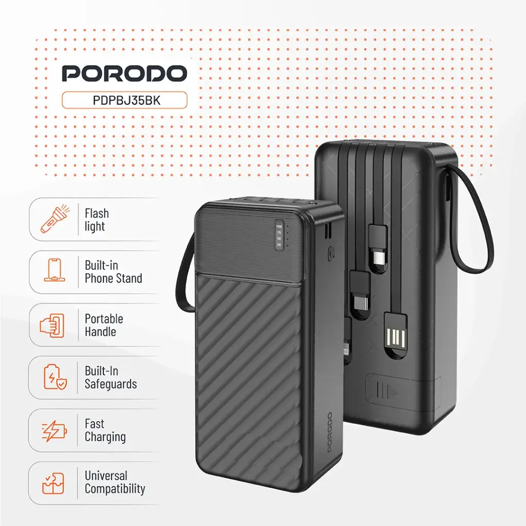 PORODO PIANO 30000MAH POWER BANK BLACK PDPBJ35BK - Image 3