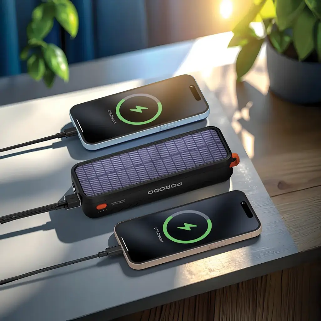 PORODO SOLAR POWERED 20000MAH POWERBANK BLACK PDPBAS149BK - Image 3