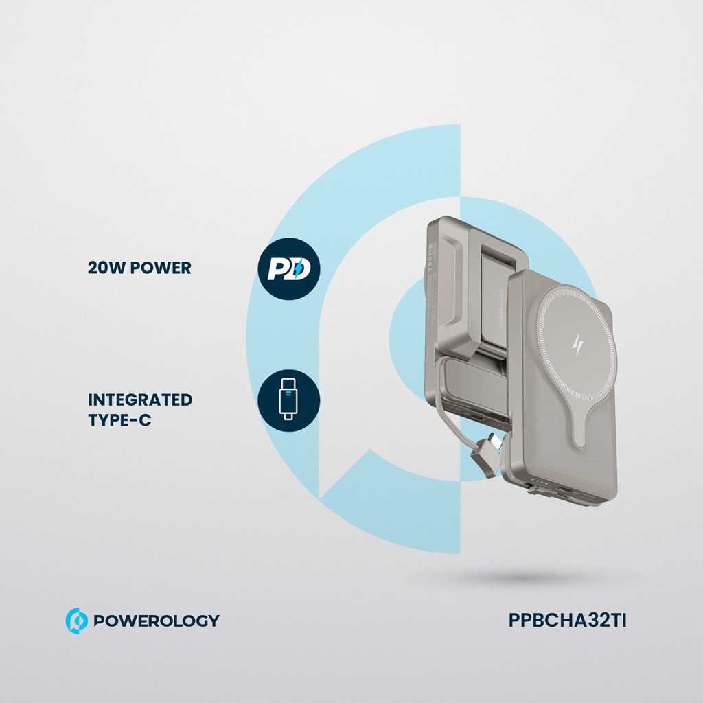 POWEROLOGY 5000MAH POWER BANK MAGSAFE CHARING AIR-VENT MOUNT 20PD TITANIUM PPBCHA32TI - Image 10