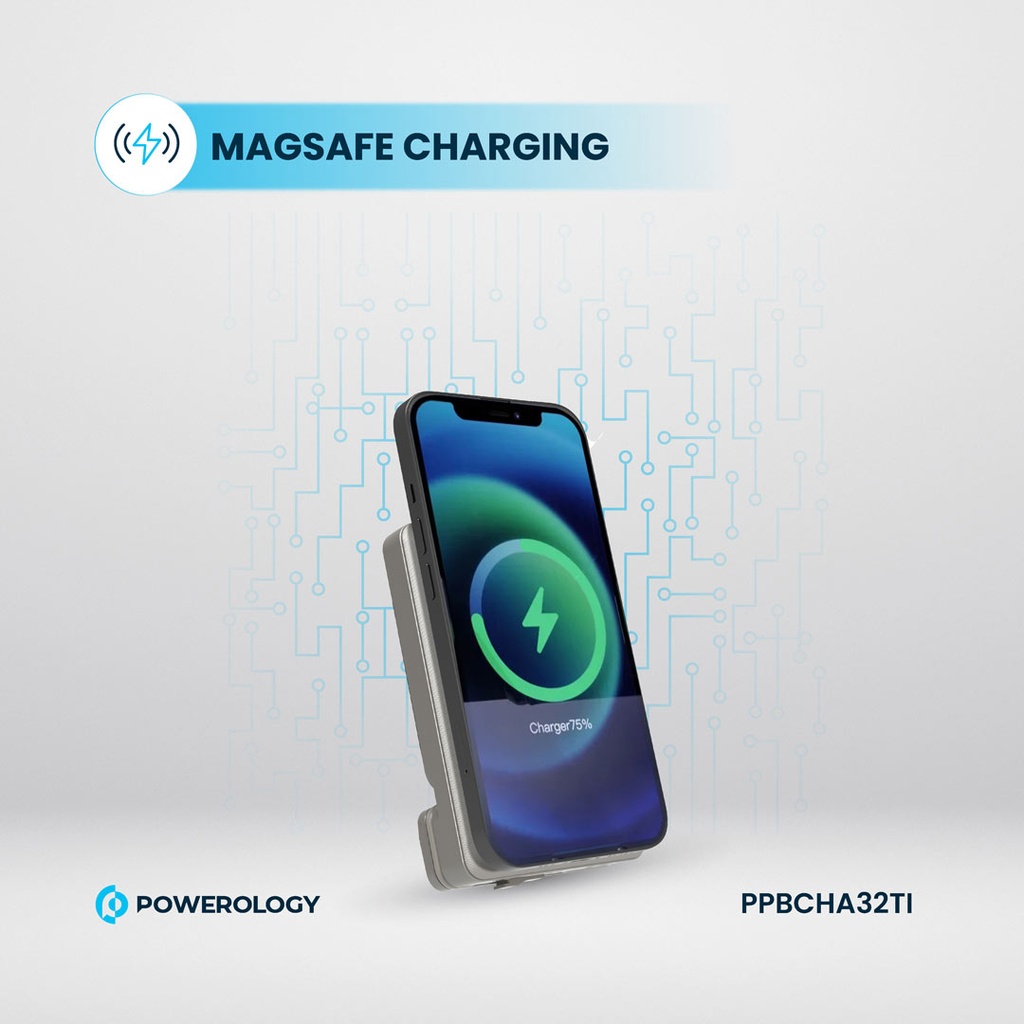 POWEROLOGY 5000MAH POWER BANK MAGSAFE CHARING AIR-VENT MOUNT 20PD TITANIUM PPBCHA32TI - Image 9