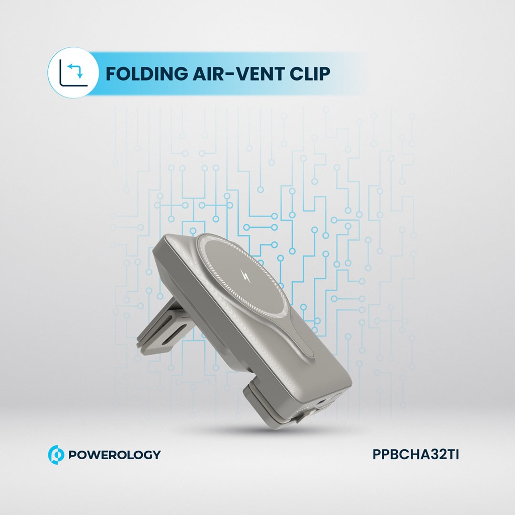 POWEROLOGY 5000MAH POWER BANK MAGSAFE CHARING AIR-VENT MOUNT 20PD TITANIUM PPBCHA32TI - Image 7