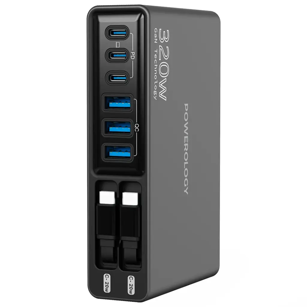 POWEROLOGY UNIVO GAN320W CHARGING STATION PD100W BLACK-PWCUQ049BK - Image 2