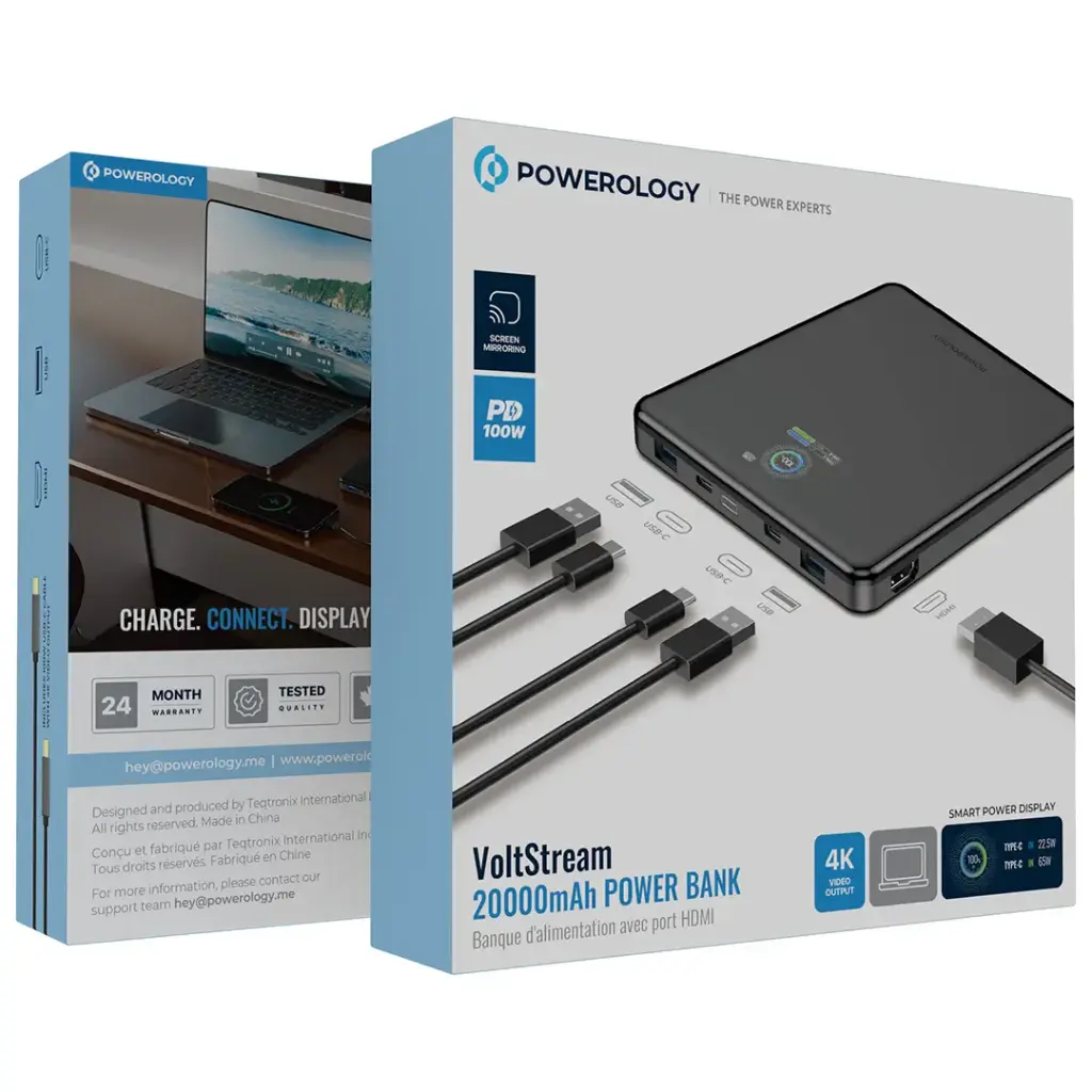 POWEROLOGY VOLTSTREAM POWER BANK 20000MAH BLACK PPBCHA89BK - Image 5