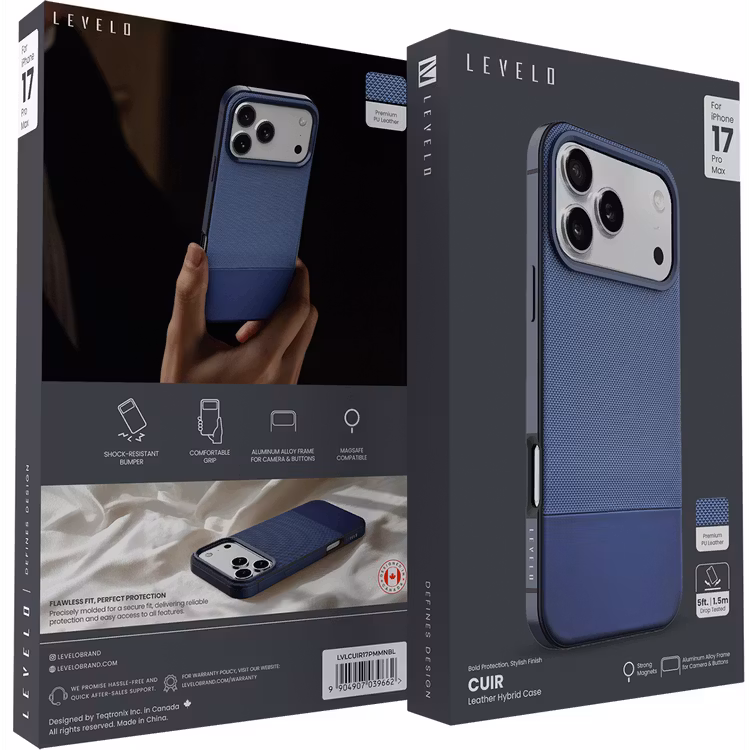 LEVELO IPHONE 17 PRO LEVELO CUIR CASE MIDNIGHT BLUE LVLCUIR17PMNBL - Image 3