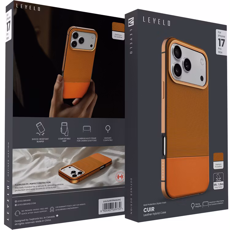LEVELO IPHONE 17 PRO LEVELO CUIR CASE SUNRISE ORANGE LVLCUIR17PSORG - Image 11