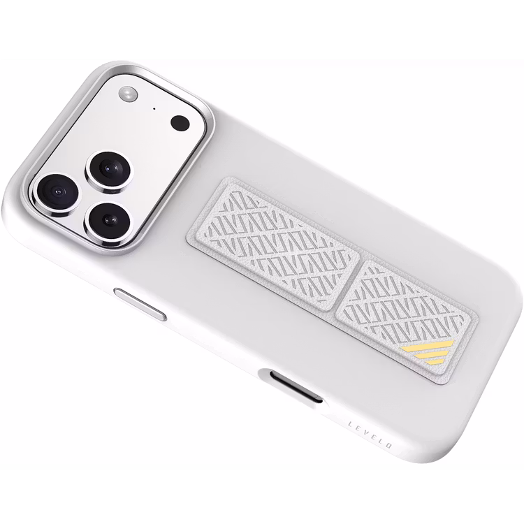 LEVELO IPHONE 17 PRO MORPHIX SILICONE CASE WOTH LEATHER GRIP SILVER LVLMRPS17PSL - Image 11