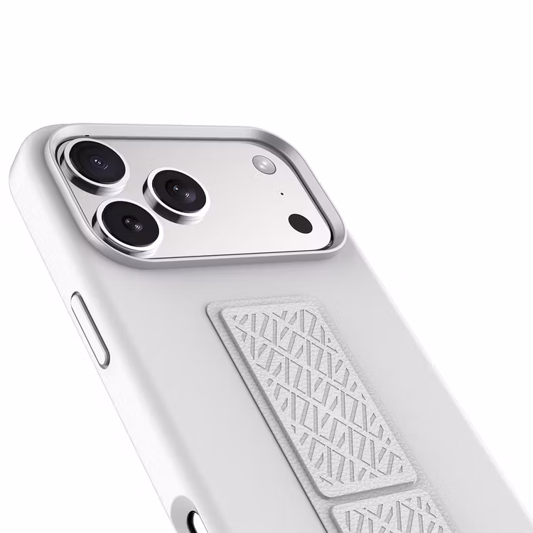 LEVELO IPHONE 17 PRO MORPHIX SILICONE CASE WOTH LEATHER GRIP SILVER LVLMRPS17PSL - Image 9