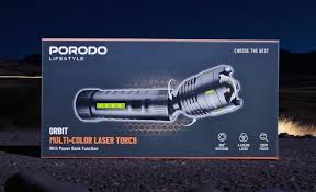 PORODO LIFESTYLE ORBIT MULTI COLOR LASER TORCH WITH POWER BANK FUNCTION BLACK PDLSTL2220 - Image 3
