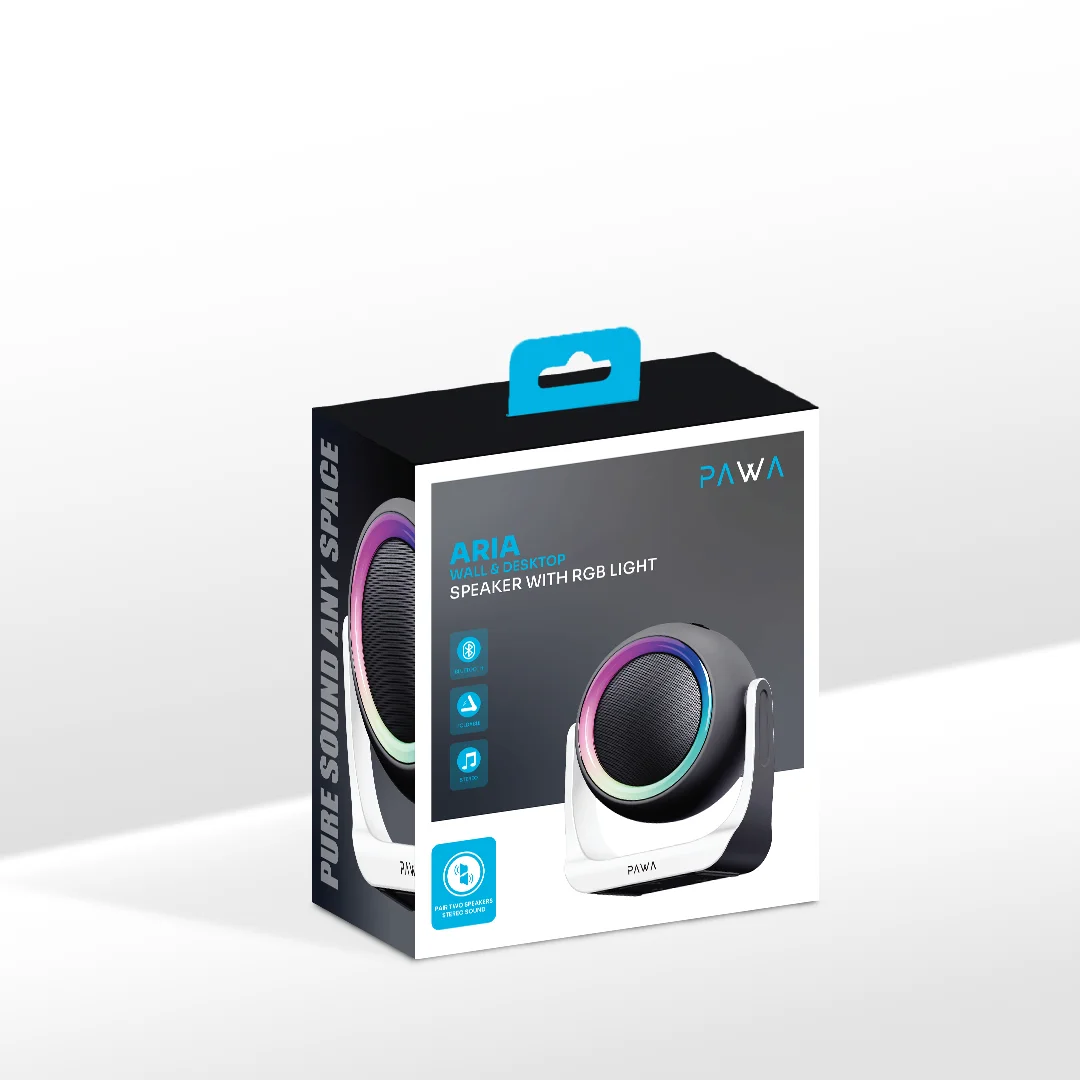 PAWA ARIA WALL AND DESKTOP SPEAKER WITH RGB LIGHT BLACK PW-SPWLTW55-BK - Image 6