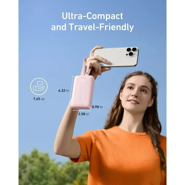 ANKER ZOLO 10000MAH POWER BANK 30W BUILT-IN TYPE-C AND LIGHTNING CABLE WHITE A1680H11 - Image 5