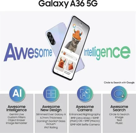 SAMSUNG GALAXY A36 5G 8+256GB AWESOME LAVENDER SM-A366B/DS - Image 9