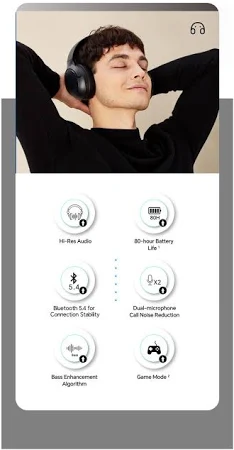 HONOR CHOICE HEADPHONE PRO ACTIVE NOISE CANCELLING BLACK-5504ABGU - Image 7