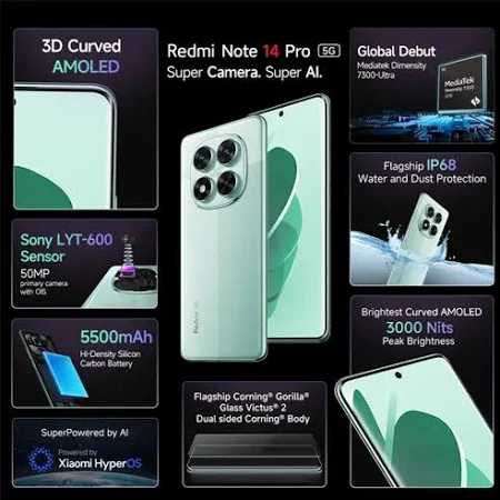 MI REDMI NOTE 14 PRO 5G 12GB RAM 512GB ROM CORAL GREEN - Image 7