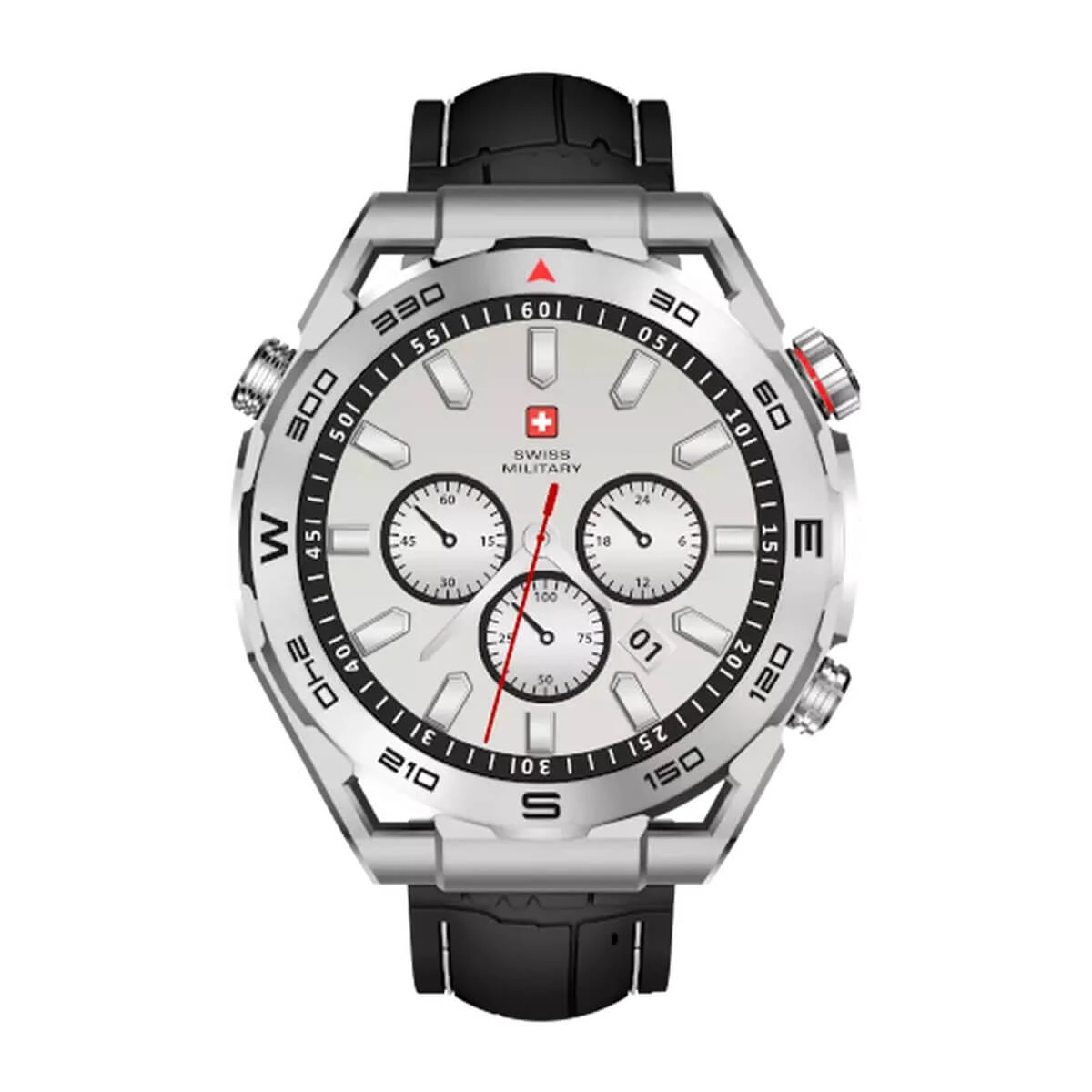 SWISS MILITARY DOM 3 WATCH WITH SILICONE STRAP BLACK SM-W-DOM3-SIF-BLKSIST-2PRESTP - Image 2