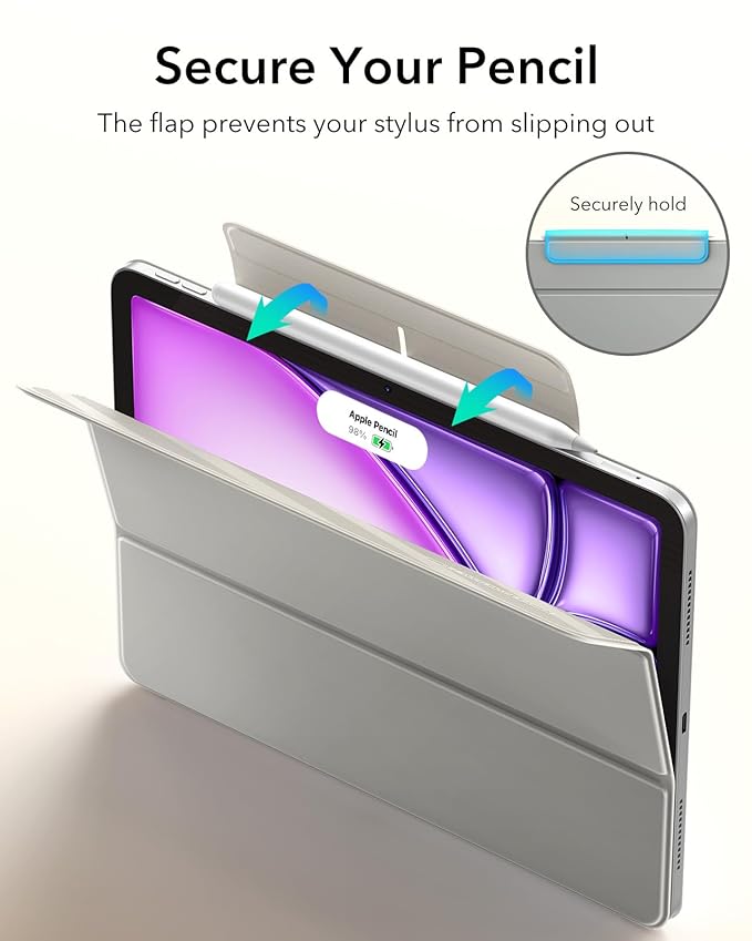 ESR ASCEND TRIFOLD CASE COMPATIBLE WITH IPAD AIR 13 2024 PRO 12.9 (6TH/5TH GEN) FROSTED GREY - Image 3