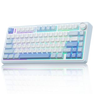 AULA 75 KEYS RGB 75% MECHANICAL GAMING KEYBOARD TRI MODE KNOB SEIYA SWITCH WHITE CONTOUR F75
