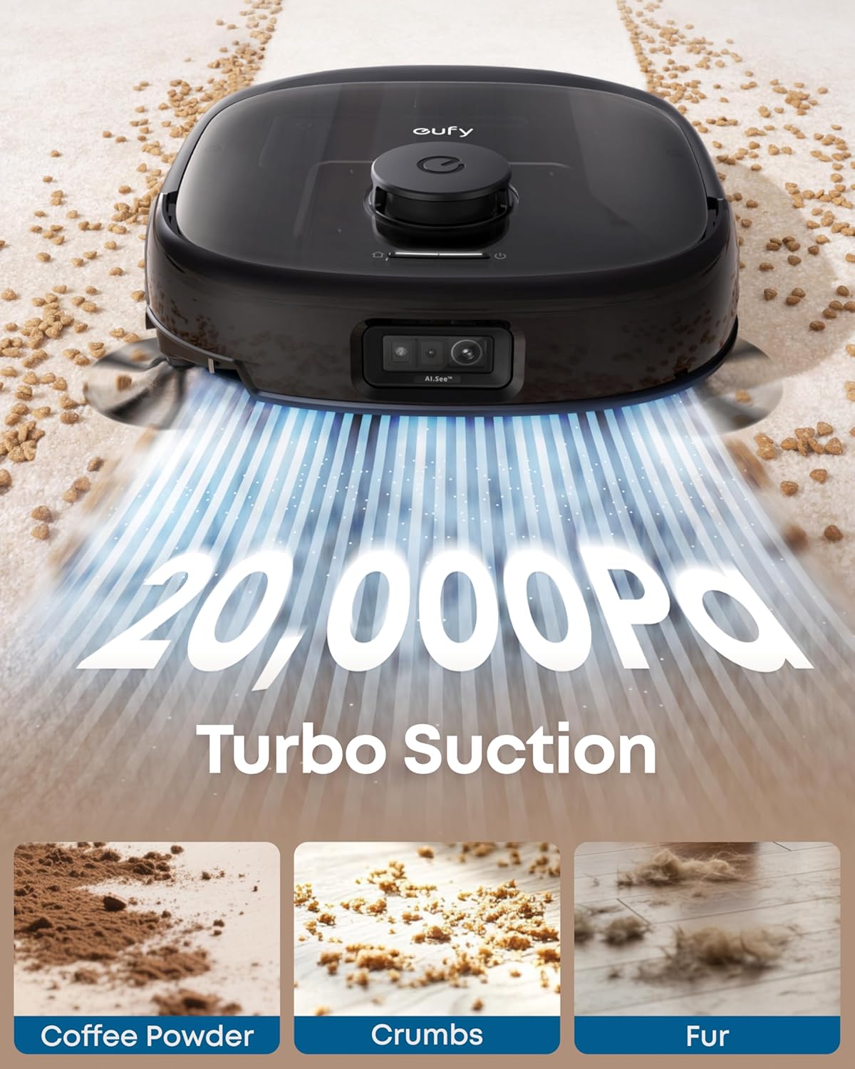 EUFY ROBOT VACUUM OMNI E25 HYROJET WITH 20000PA TURBO SUCTION BLACK T2353V11 - Image 4