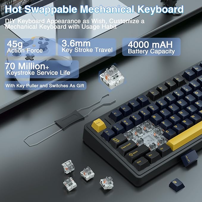 AULA 75 KEYS RGB 75% MECHANICAL GAMING KEYBOARD TRI MODE KNOB SEIYA SWITCH BLACK CONTOUR F75 - Image 4