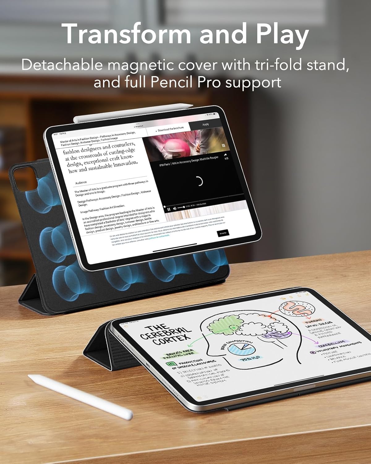 ESR ASCEND TRIFOLD CASE COMPATIBLE WITH IPAD AIR 13 2024 PRO 12.9 (6TH/5TH GEN) FROSTED BLACK - Image 3