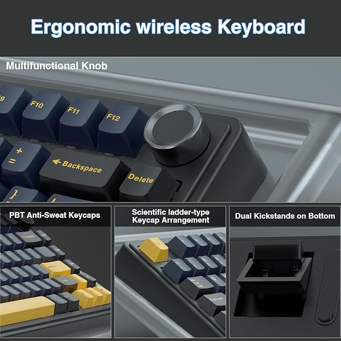 AULA 75 KEYS RGB 75% MECHANICAL GAMING KEYBOARD TRI MODE KNOB SEIYA SWITCH BLACK CONTOUR F75 - Image 5