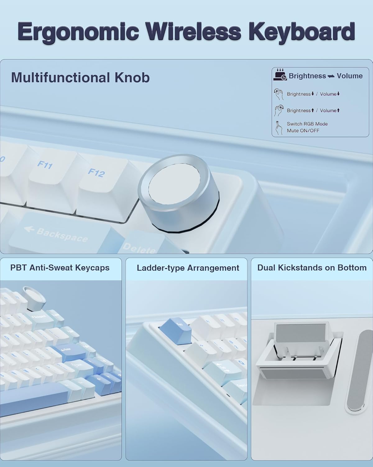 AULA 75 KEYS RGB 75% MECHANICAL GAMING KEYBOARD TRI MODE KNOB SEIYA SWITCH WHITE CONTOUR F75 - Image 9
