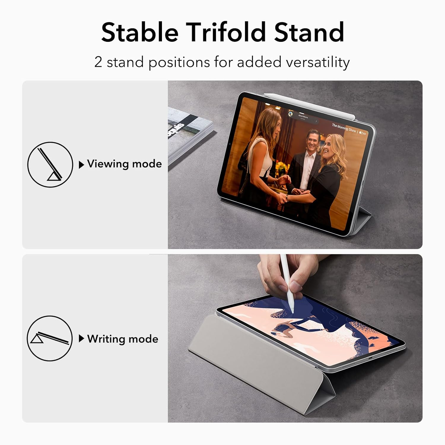 ESR REBOUND MAGNETIC CASE COMPATIBLE WITH IPAD AIR 13 INCH PRO 12.9 (6TH/5TH/4TH GEN) GRAY - Image 4
