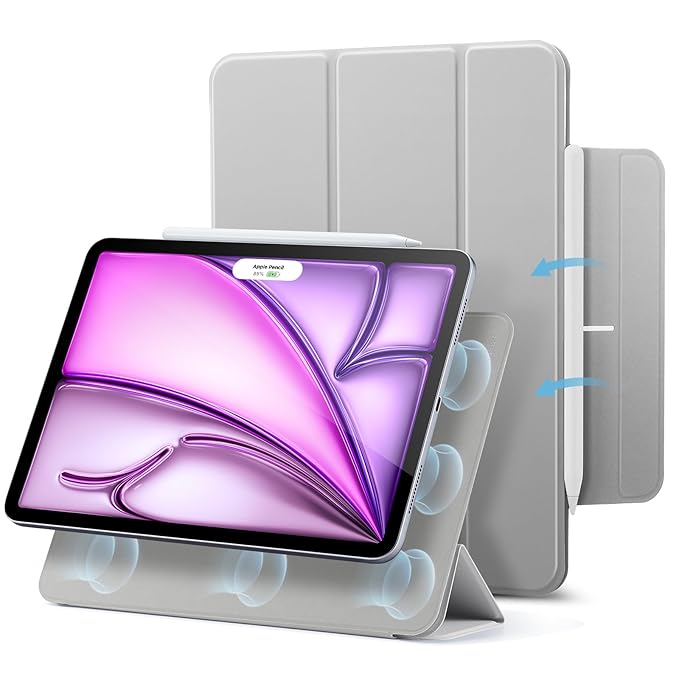 ESR ASCEND TRIFOLD CASE COMPATIBLE WITH IPAD AIR 13 2024 PRO 12.9 (6TH/5TH GEN) FROSTED GREY - Image 4