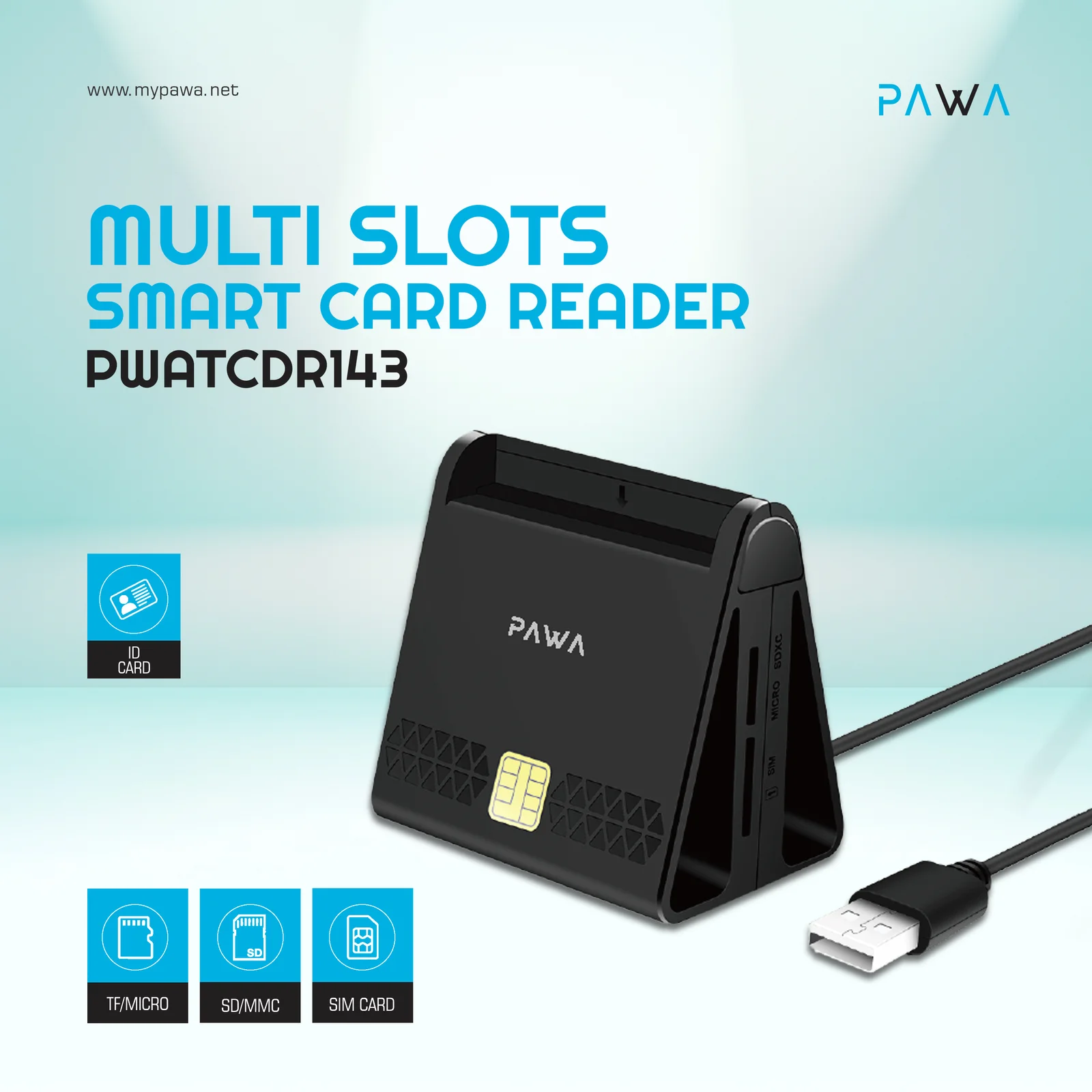 PAWA MULTI SLOTS SMART CARD READER BLACK PWATCDR143-BK - Image 3