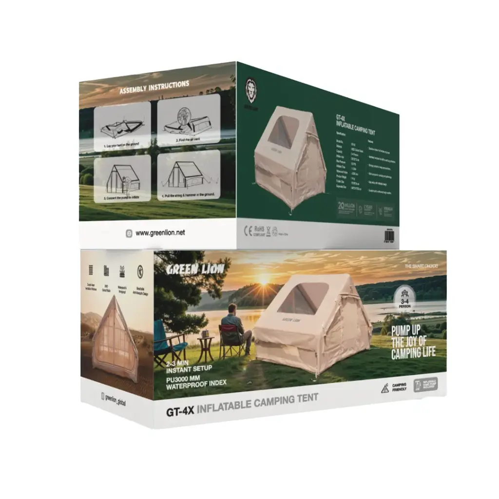 GREEN LION INFLATABLE CAMPING TENT GT-4X BEIGE GNGT4XTENTBG - Image 2