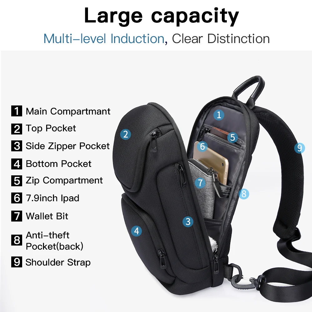 BANGE MESSENGER BAG GRAY BG-3097 - Image 3