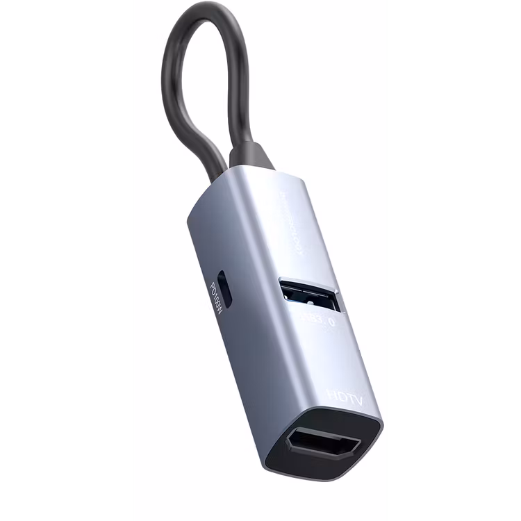 POWEROLOGY ALUMINUM MINI USB-C HUB PD100W BLACK PWJT424BK - Image 3