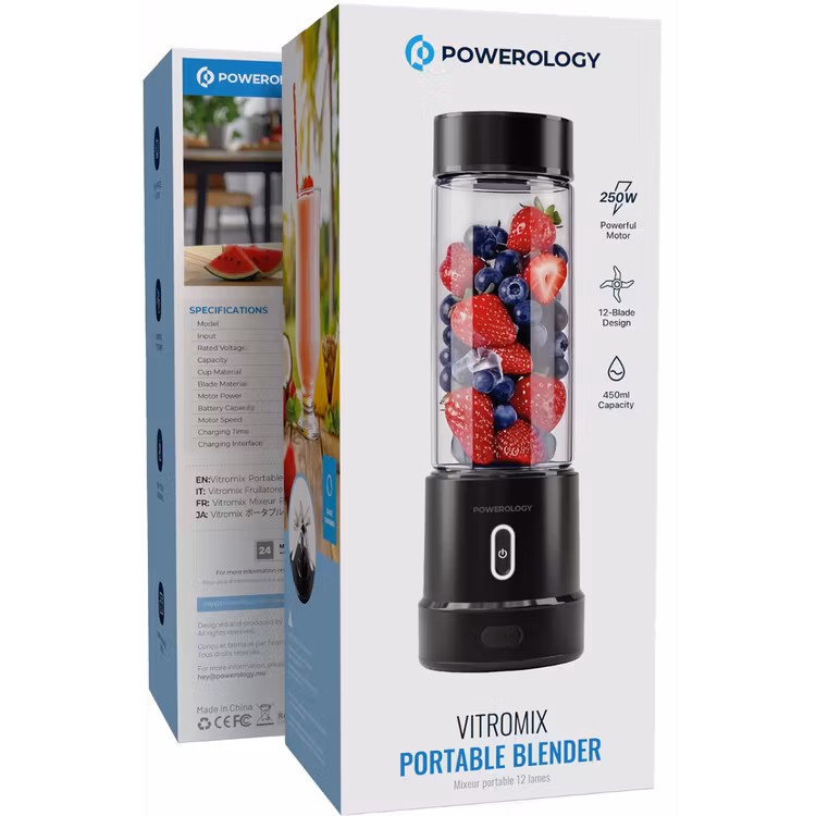 POWEROLOGY VITROMIX PORTABLE BLENDER MIXEUR PORTABLE 12 LAMES BLACK PWPBGNA16BK - Image 2