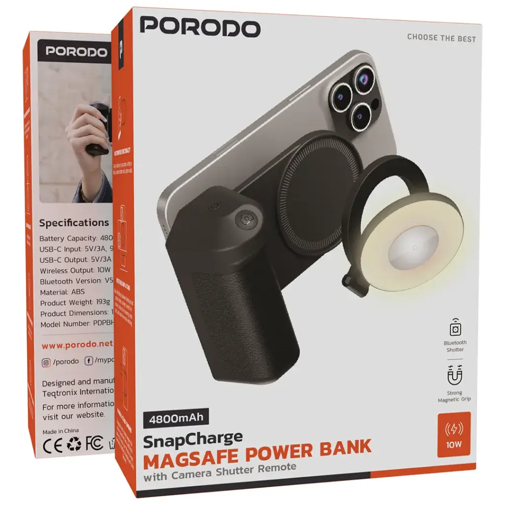 PORODO 4800MAH SNAP CHARGER MAGSAFE POWER BANK BLACK PDPBH22BK - Image 3
