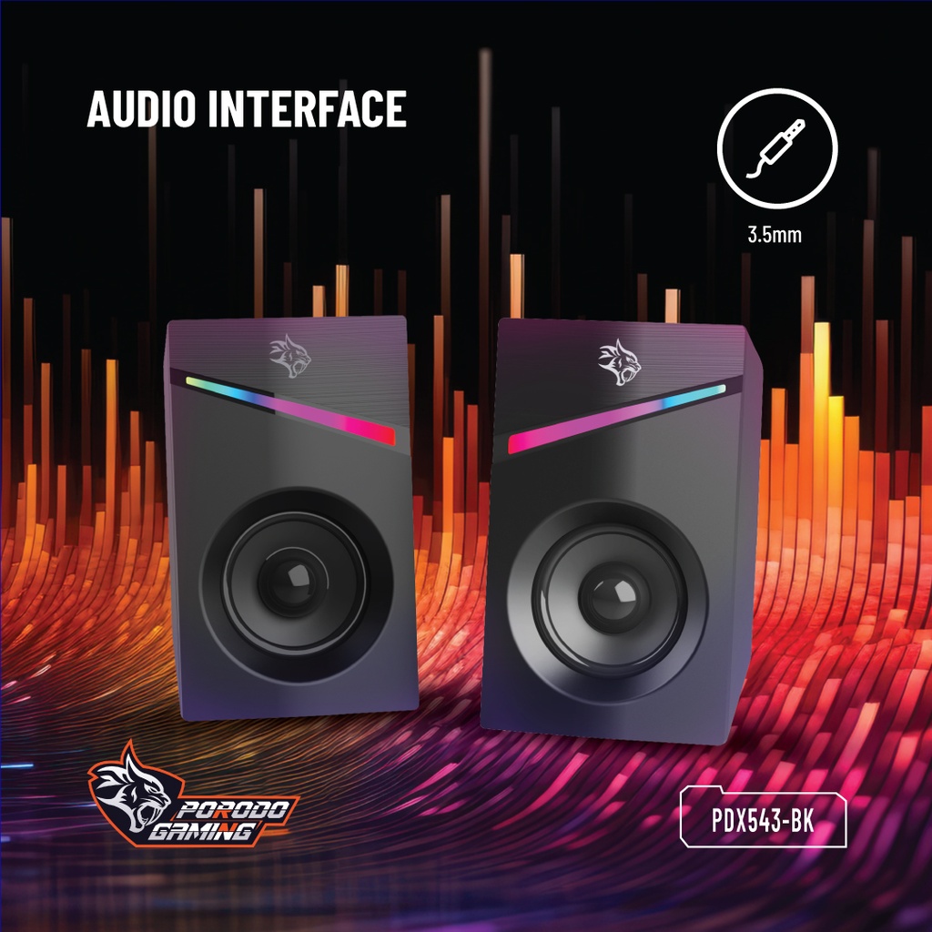 PORODO GAMING STEREO VOULME KNOB CONTROL GAMING SPEAKERS PDX543 BLACK PDX543-BK - Image 8