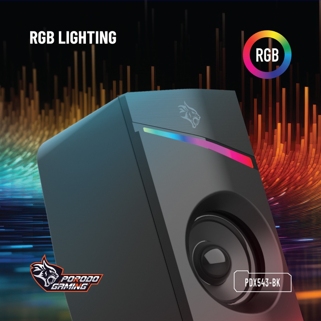 PORODO GAMING STEREO VOULME KNOB CONTROL GAMING SPEAKERS PDX543 BLACK PDX543-BK - Image 6