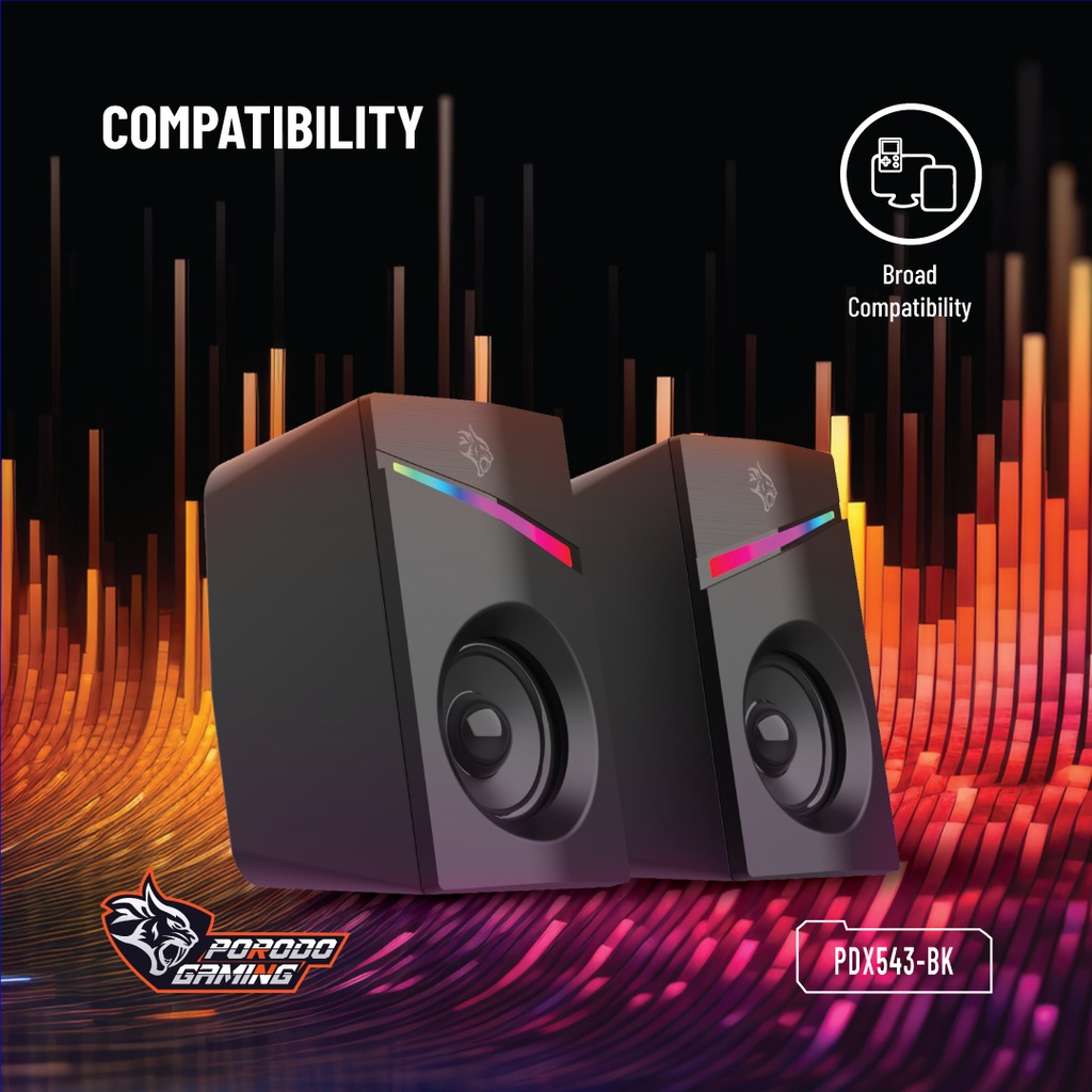 PORODO GAMING STEREO VOULME KNOB CONTROL GAMING SPEAKERS PDX543 BLACK PDX543-BK - Image 10
